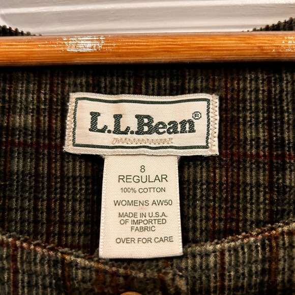 L.L. Bean Vintage Corduroy Plaid Jumper Pinafore Dress Womens 8 Cottagecore 90s - Picture 4 of 9